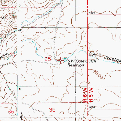Topographic Map of SW Gate Gulch Reservoir, ID