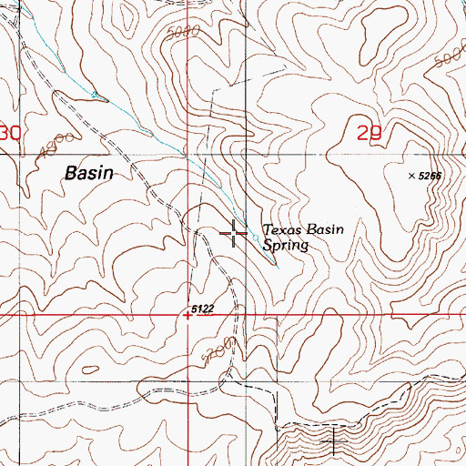 Topographic Map of Texas Basin Spring, ID