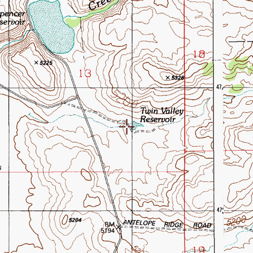 Topographic Map of Twin Valley Reservoir, ID