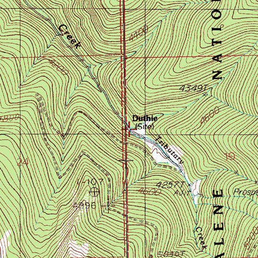 Topographic Map of Duthie, ID