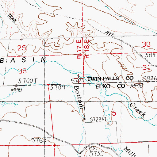 Topographic Map of Milligan Creek, ID