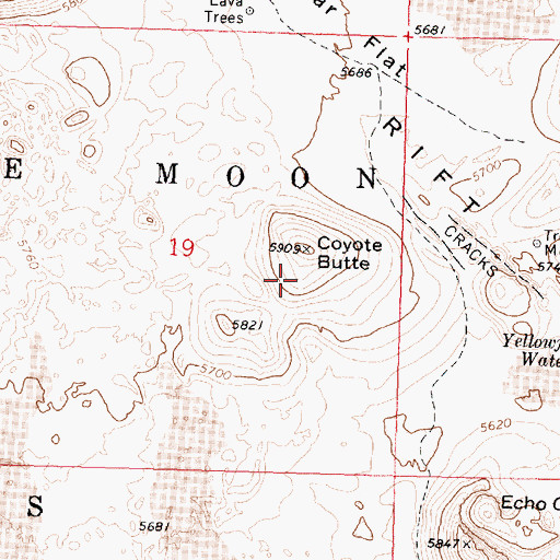Topographic Map of Craters of the Moon National Monument, ID