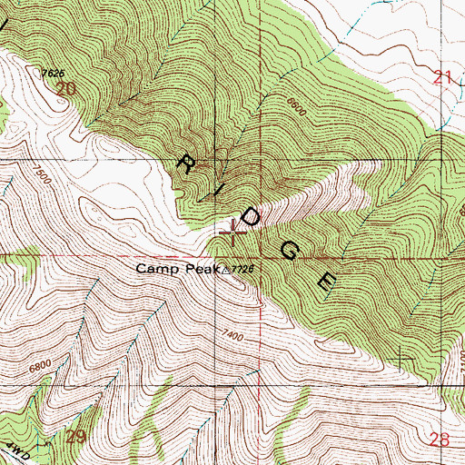 Topographic Map of Camp Peak, ID