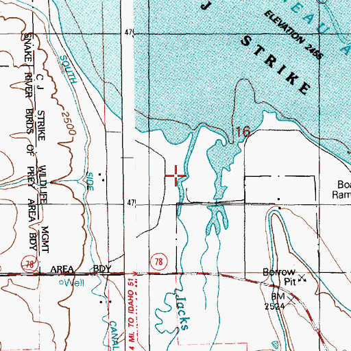 Topographic Map of Jacks Creek, ID
