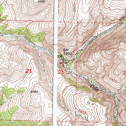 Topographic Map of South Fork Cold Creek, ID