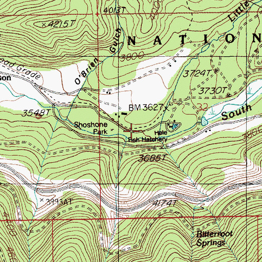 Topographic Map of Little North Fork South Fork Coeur d'Alene River, ID