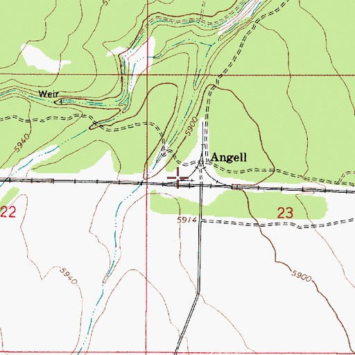 Topographic Map of Angell Railroad Station, AZ