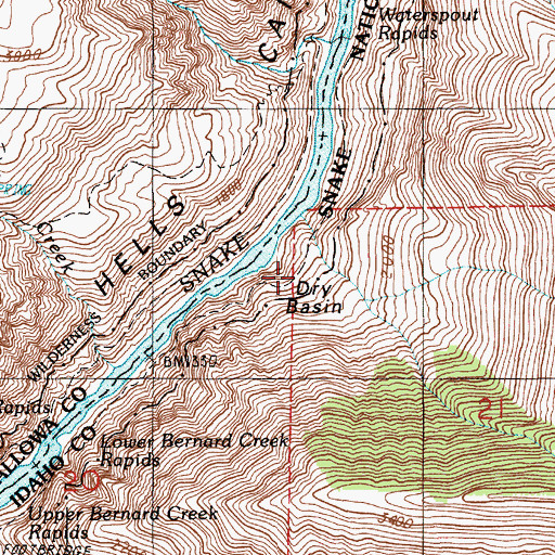 Topographic Map of Dry Basin, ID