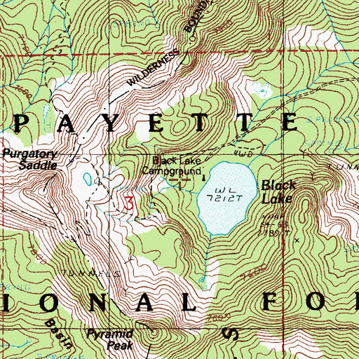 Topographic Map of Black Lake Campground, ID