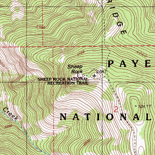 Topographic Map of Sheep Rock National Recreation Trail, ID