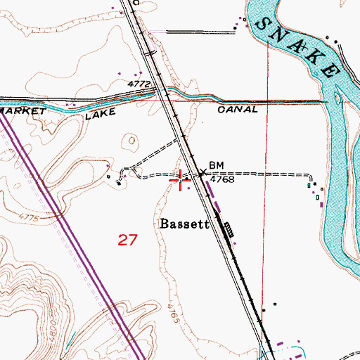 Topographic Map of Bassett, ID