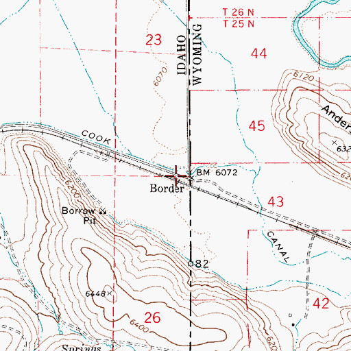 Topographic Map of Border, ID