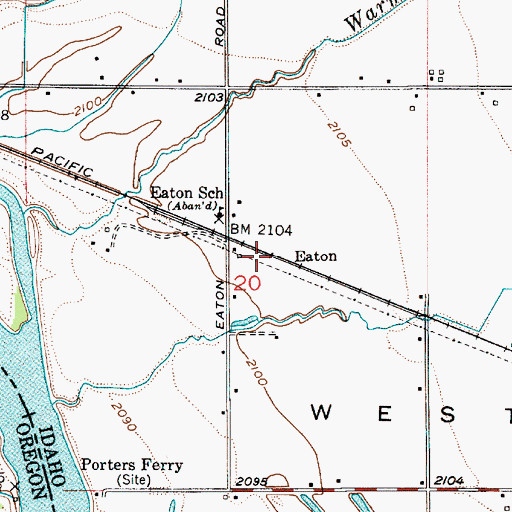 Topographic Map of Eaton, ID
