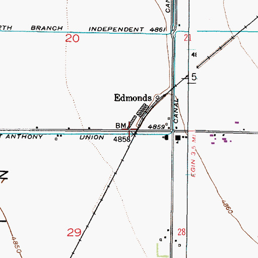 Topographic Map of Edmonds, ID