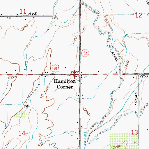 Topographic Map of Hamilton Corner, ID