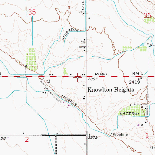 Topographic Map of Knowlton Heights, ID