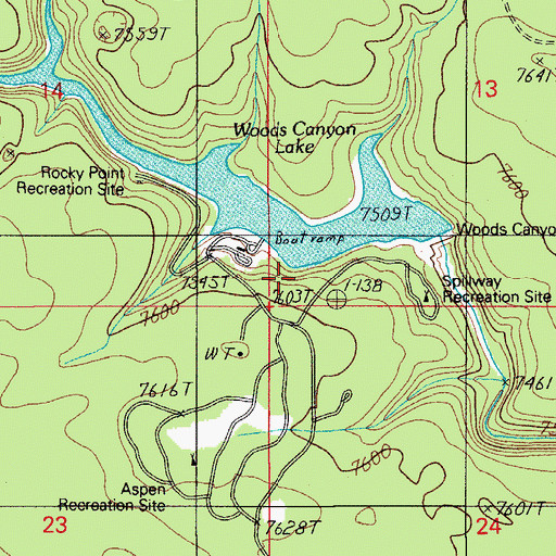 Topographic Map of Aspen Recreation Area, AZ