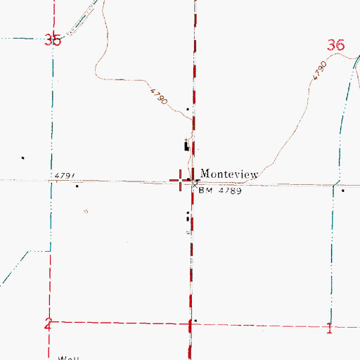 Topographic Map of Monteview, ID