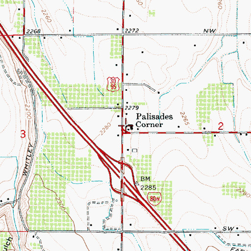 Topographic Map of Palisades Corner, ID