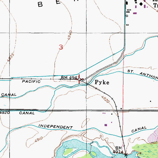 Topographic Map of Pyke, ID