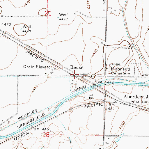 Topographic Map of Rouse, ID