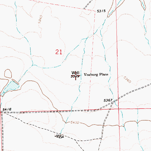 Topographic Map of Vosburg Place, ID