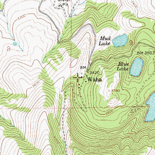 Topographic Map of Waha, ID