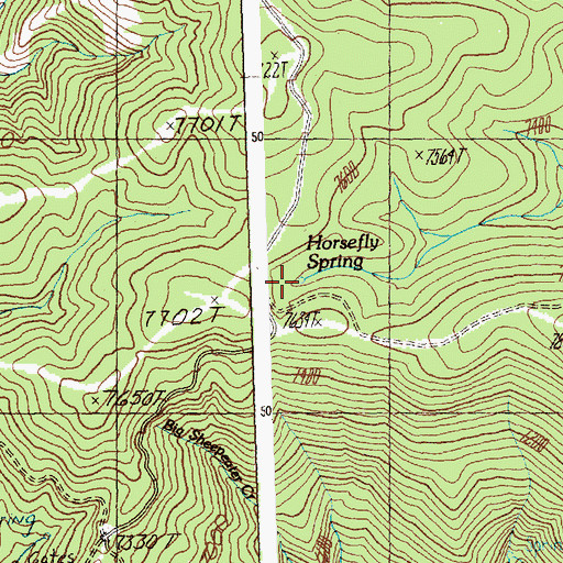 Topographic Map of Horsefly Spring, ID