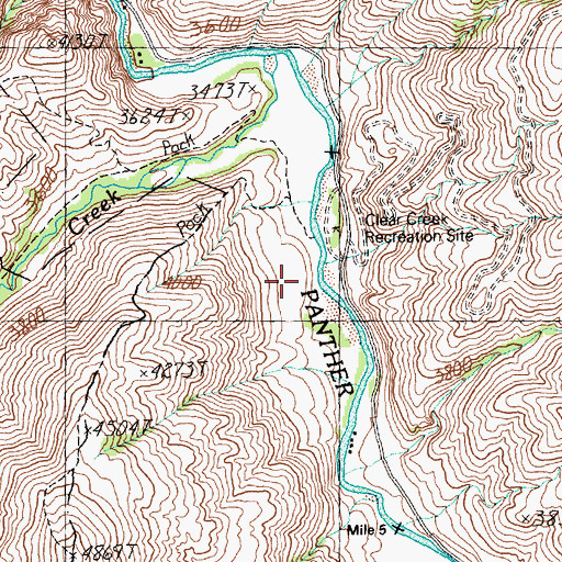 Topographic Map of Clear Creek Recreation Site, ID