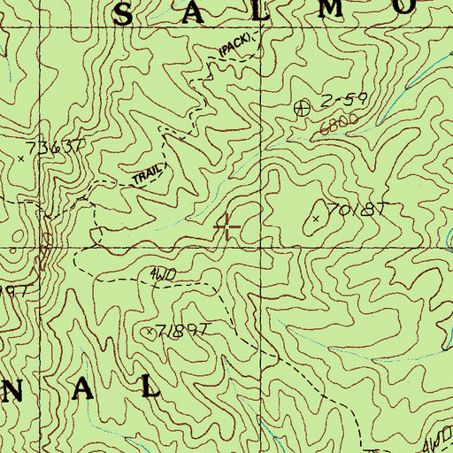 Topographic Map of Moose Creek Trail, ID