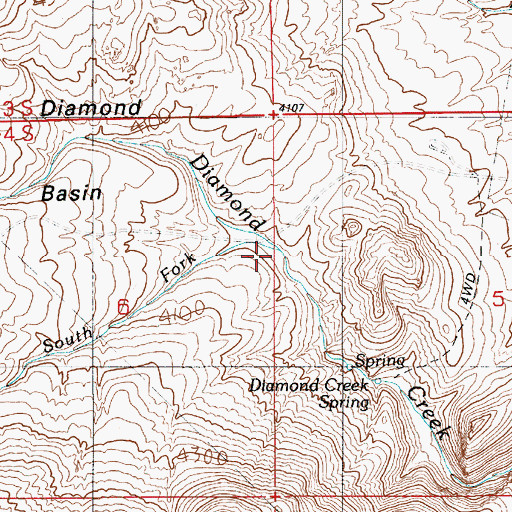 Topographic Map of South Fork Diamond Creek, ID