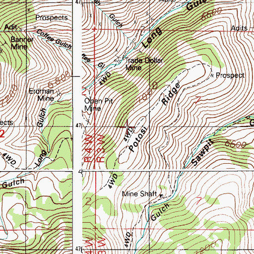 Topographic Map of Potosi Ridge, ID