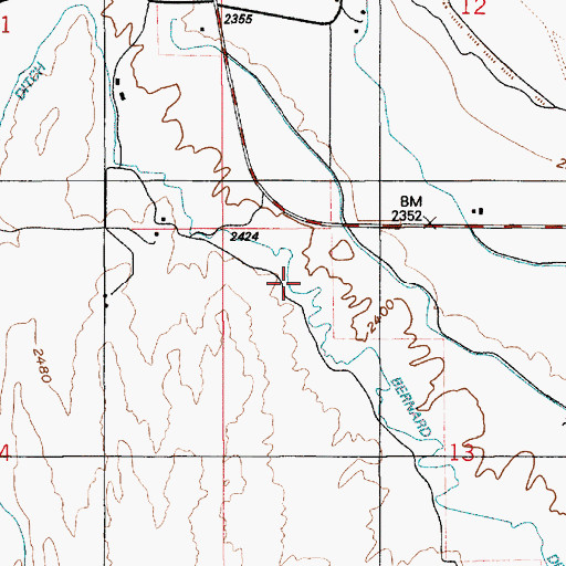 Topographic Map of Bernard Ditch, ID