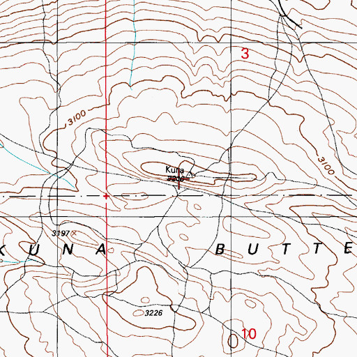 Topographic Map of Kuna Butte, ID