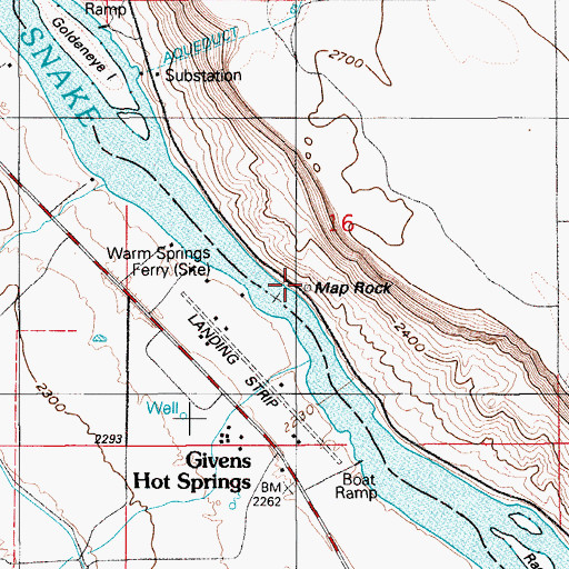 Topographic Map of Map Rock, ID