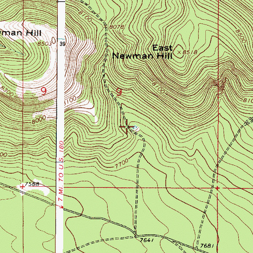 Topographic Map of Bald Hill Tank, AZ