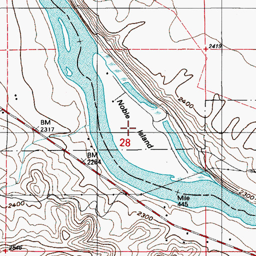Topographic Map of Noble Island, ID