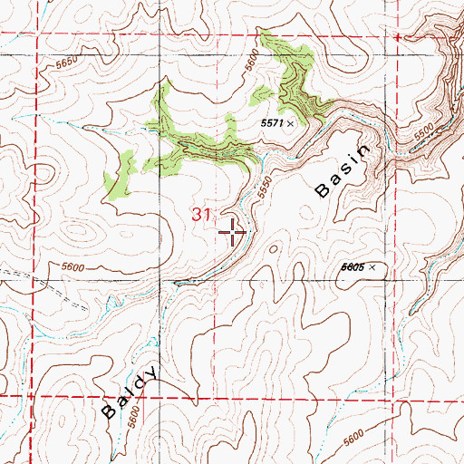 Topographic Map of Baldy Basin, AZ