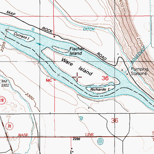 Topographic Map of Ware Island, ID
