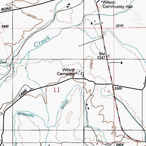 Topographic Map of Wilson Cemetery, ID