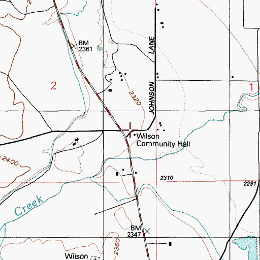Topographic Map of Wilson Community Hall, ID