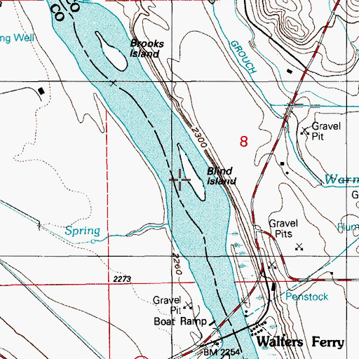 Topographic Map of Blind Island, ID