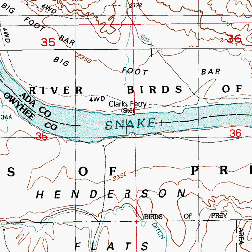 Topographic Map of Clarks Ferry, ID