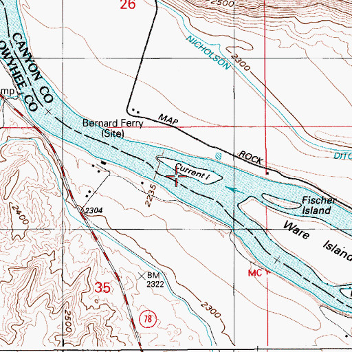 Topographic Map of Current Island, ID