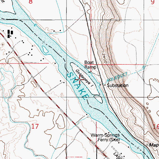 Topographic Map of Goldeneye Island, ID