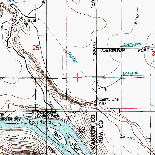 Topographic Map of Olson Lateral, ID