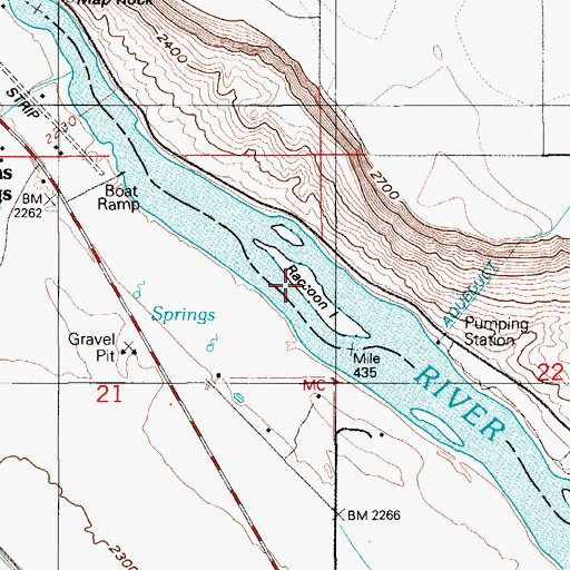 Topographic Map of Raccoon Island, ID