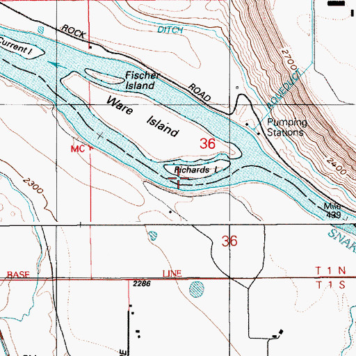 Topographic Map of Richards Island, ID