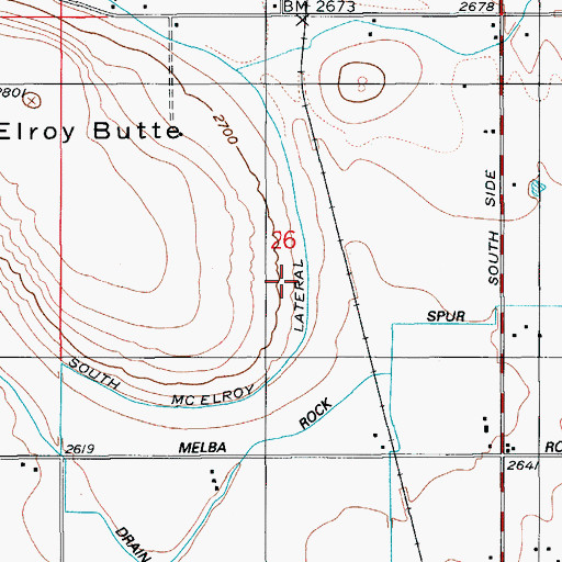 Topographic Map of South McElroy Lateral, ID