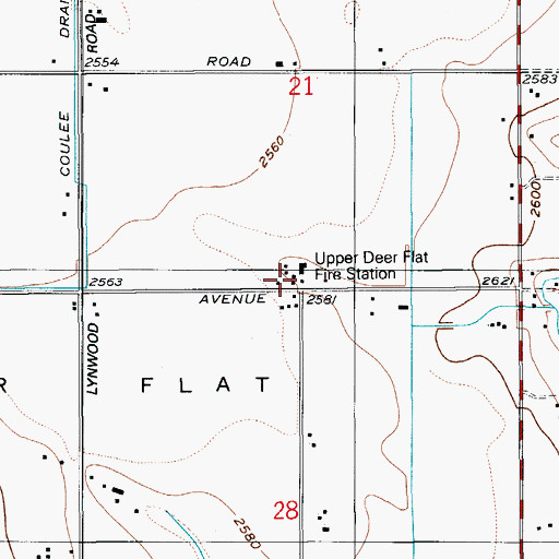 Topographic Map of Upper Deer Flat Fire Department, ID